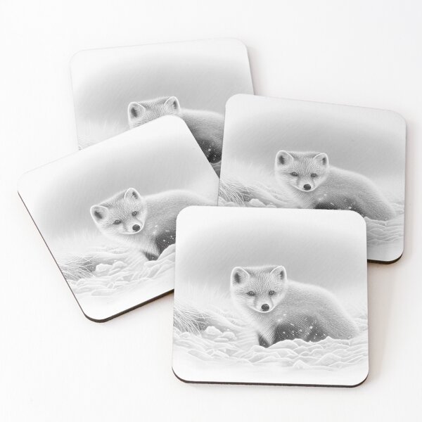 Item preview, Pencil-drawn Arctic Fox - High-Quality Black and White Design designed and sold by Pencil-Art.