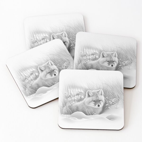 Item preview, Pencil-drawn Arctic Fox - High-Quality Black and White Design designed and sold by Pencil-Art.