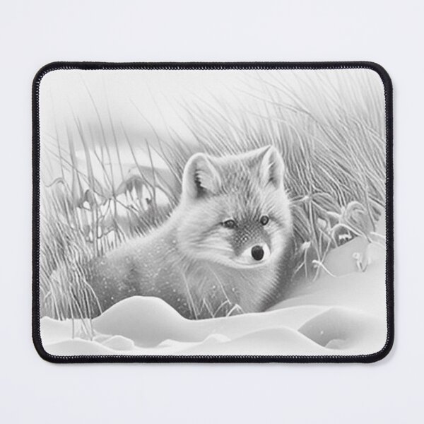 Item preview, Pencil-drawn Arctic Fox - High-Quality Black and White Design designed and sold by Pencil-Art.