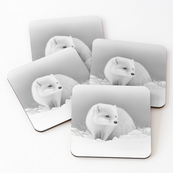 Item preview, Pencil-drawn Arctic Fox - High-Quality Black and White Design designed and sold by Pencil-Art.