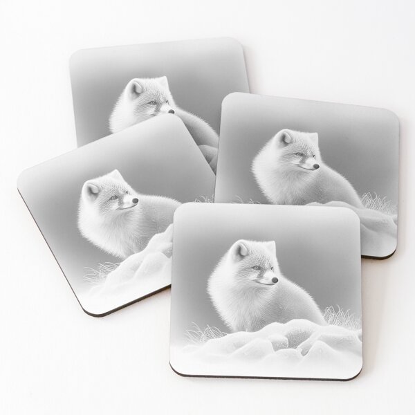Item preview, Pencil-drawn Arctic Fox - High-Quality Black and White Design designed and sold by Pencil-Art.