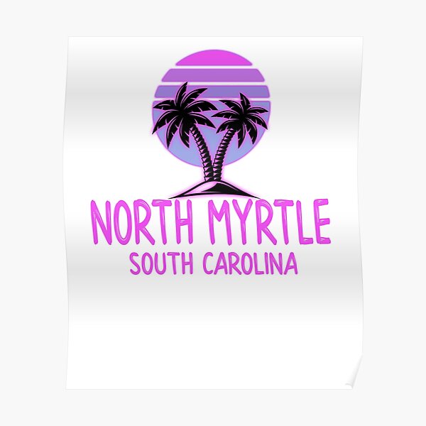 North Myrtle South Carolina Vintage Retro Beach Poster