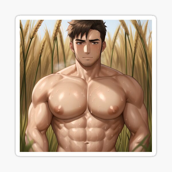 Muscular Anime Guy Sticker for Sale by baraclub