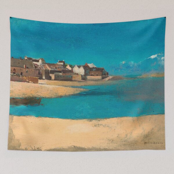 Item preview, Village by the Sea in Brittany (1880) by Odilon Redon designed and sold by BossyCatHome.