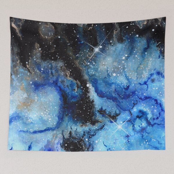 Item preview, Cosmic artwork 'Black and Blue' - Acrylic on paper - A4 designed and sold by Handmaiduns.