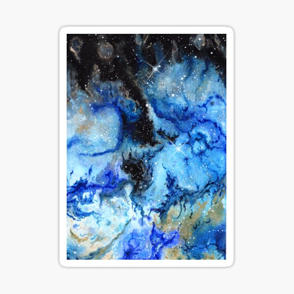 Cosmic artwork 'Black and Blue' - Acrylic on paper - A4 Sticker