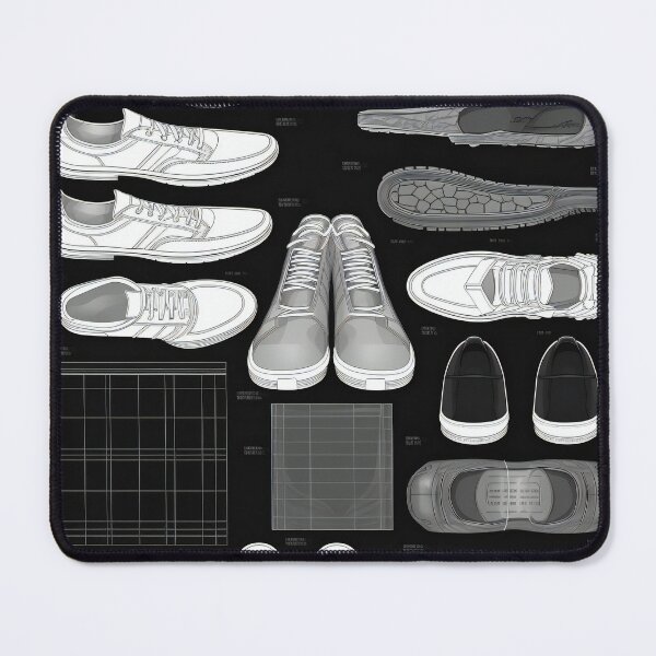 Item preview, Tennis Shoes Knolling | Illustration | Black&White | 8K | designed and sold by Hazmat-AI7.