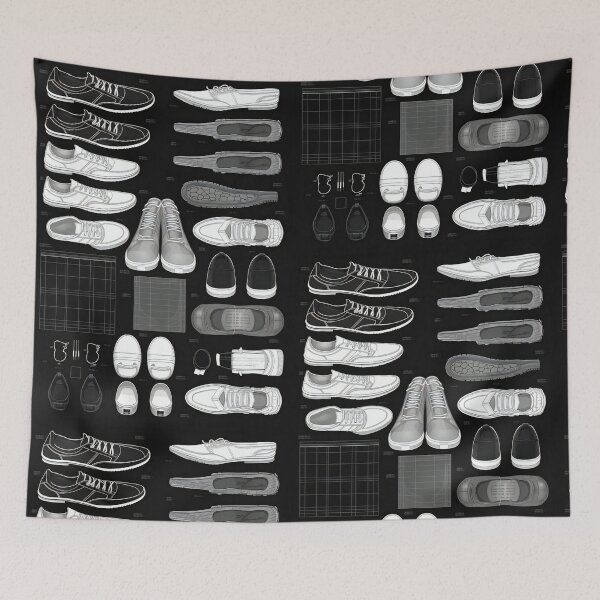 Item preview, Tennis Shoes Knolling | Illustration | Black&White | 8K | designed and sold by Hazmat-AI7.