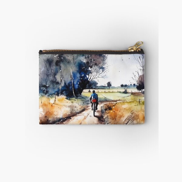 Artikelvorschau, Aquarellmalerei des Radfahrers entworfen und verkauft von WhimsyWear-Fun.