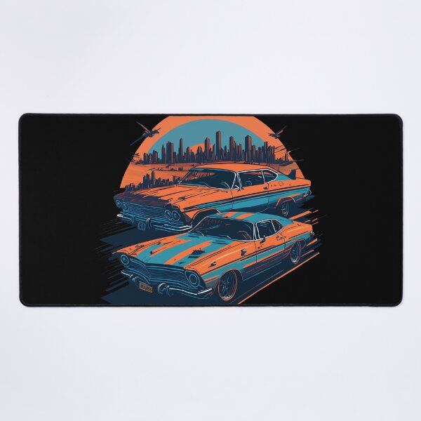 Item preview, Vibrant Cars Retro City Sunset designed and sold by RockBeeDesigns.