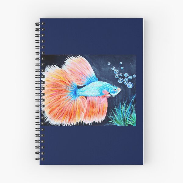 Item preview, Asian Beta half moon fish painted in metallic acrylic paint designed and sold by OilPaintsHatts.