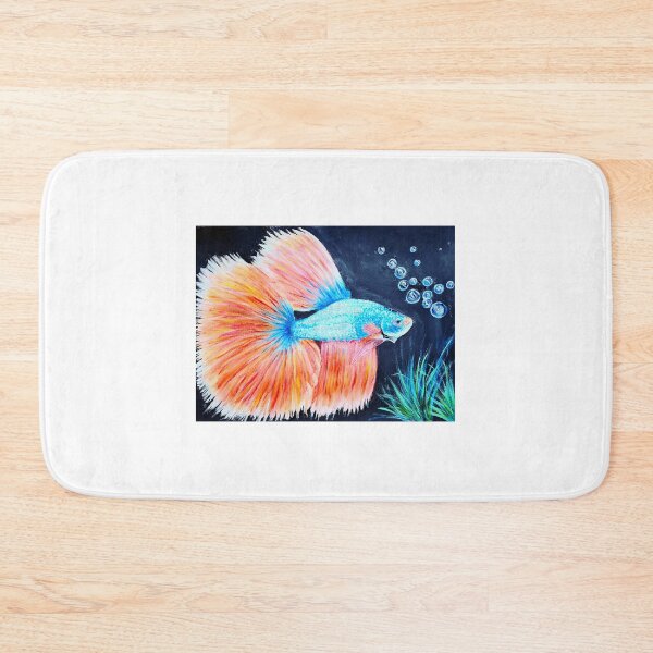 Item preview, Asian Beta half moon fish painted in metallic acrylic paint designed and sold by OilPaintsHatts.