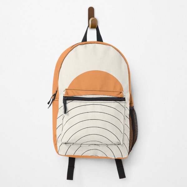 Item preview, Mid Century style line art with orange sun designed and sold by BattaAnastasia.