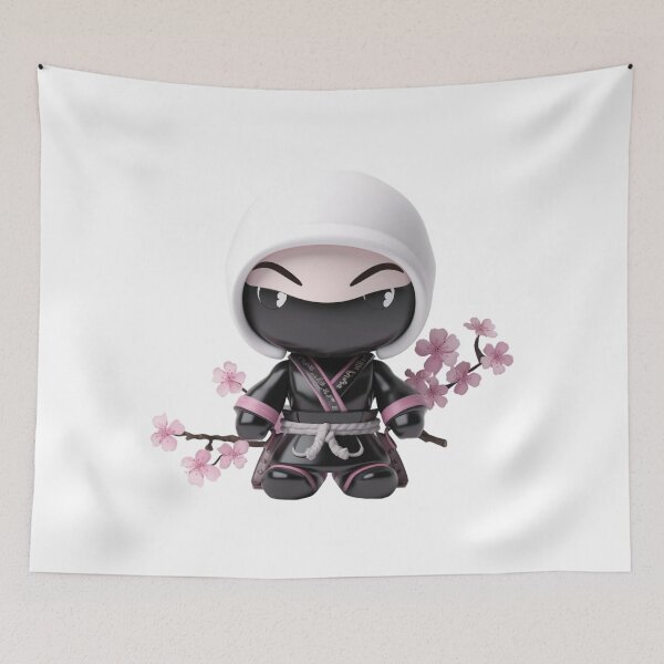 Item preview, Black Cherry Blossom Chibi Sakura Ninja Doll designed and sold by TVBArchive.