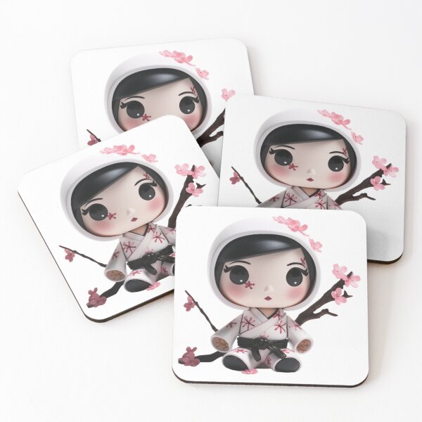 Item preview, White Cherry Blossom Chibi Sakura Ninja Doll designed and sold by TVBArchive.