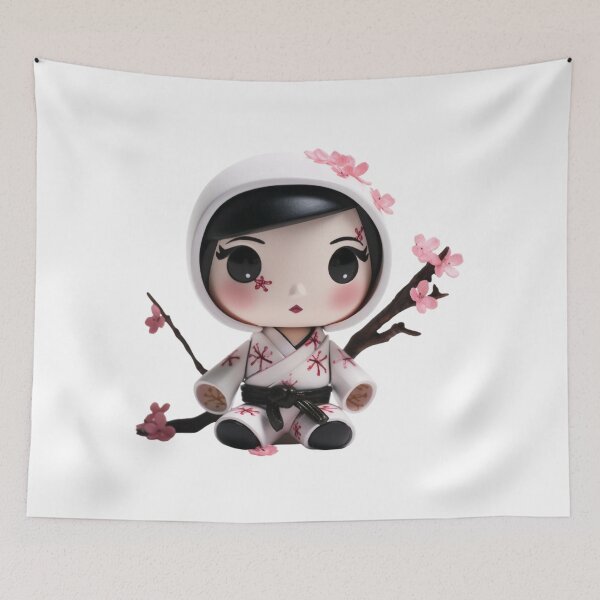Item preview, White Cherry Blossom Chibi Sakura Ninja Doll designed and sold by TVBArchive.