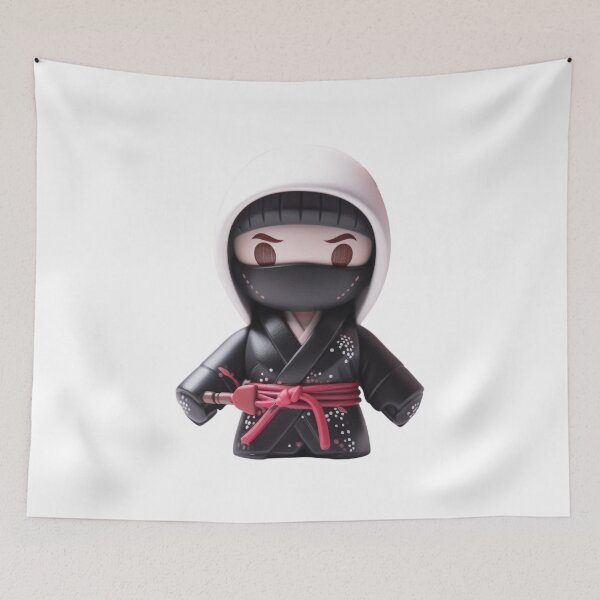 Item preview, Black Cherry Blossom Chibi Sakura Ninja Doll designed and sold by TVBArchive.