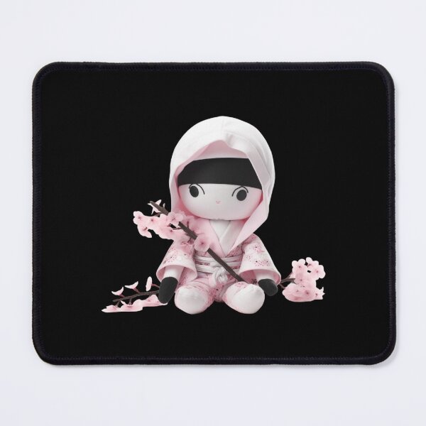 Item preview, Cute Pink and White Cherry Blossom Chibi Sakura Ninja Doll designed and sold by TVBArchive.
