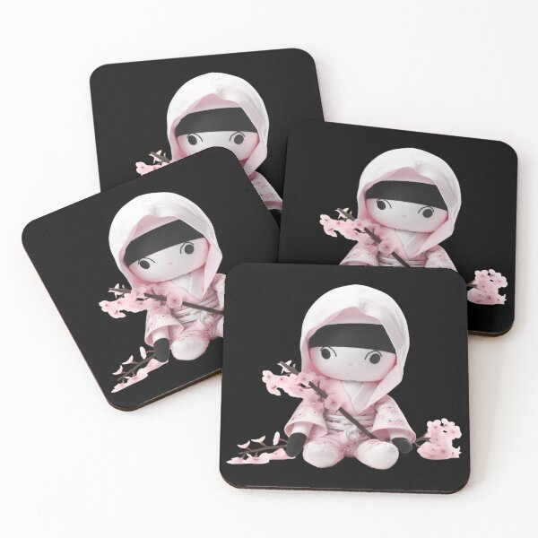 Item preview, Cute Pink and White Cherry Blossom Chibi Sakura Ninja Doll designed and sold by TVBArchive.