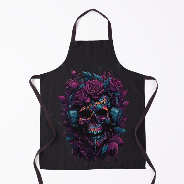 Item preview, Skull With Flowers And Headphones designed and sold by RockBeeDesigns.