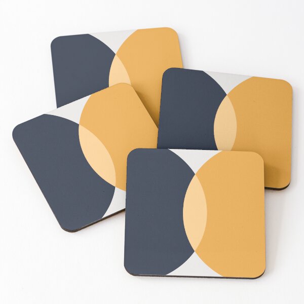 Item preview, Dark blue and mustard color abstract Mid Century circles designed and sold by BattaAnastasia.