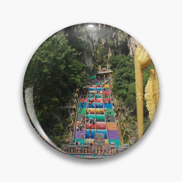 Item preview, Lord Murugan with prayer wheels and stairs at Batu Caves designed and sold by kall3bu.