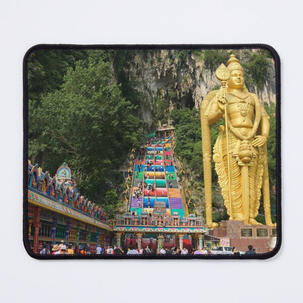 Item preview, Lord Murugan with prayer wheels and stairs at Batu Caves designed and sold by kall3bu.