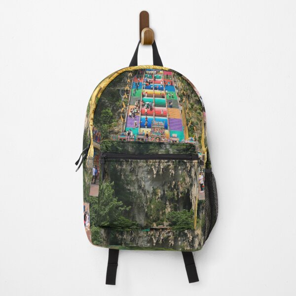 Item preview, Lord Murugan with prayer wheels and stairs at Batu Caves designed and sold by kall3bu.