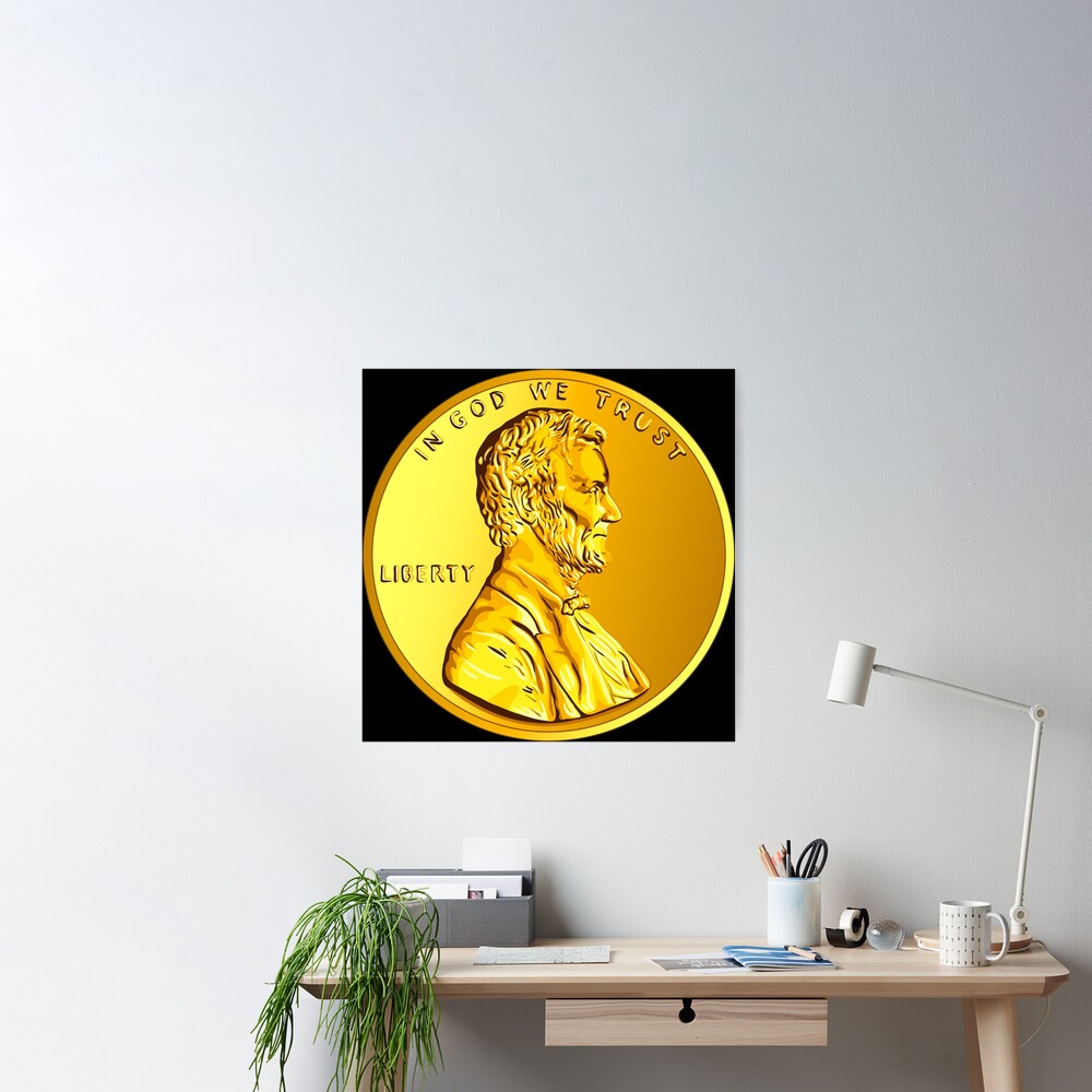 American money gold coin one cent penny Royalty Free Vector