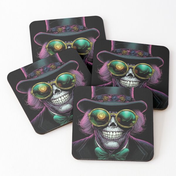 Item preview, Whimsical Psychedelic Skull Madhatter Skeleton Art Graphic Design V.61 designed and sold by Pexelpanoramas.