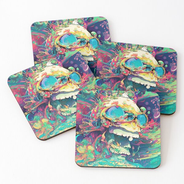Item preview, Special Whimsical Psychedelic Skull Madhatter Skeleton Art Graphic Design V.65 designed and sold by Pexelpanoramas.