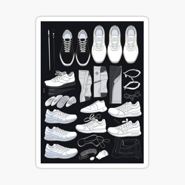 Item preview, Shoes Knolling | Illustration | Black&White | 8K | designed and sold by Hazmat-AI7.
