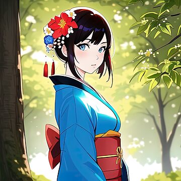 Speed Drawing Anime Girl in Kimono with Fireflies At Night