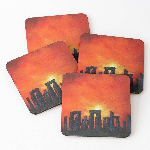 Item preview, 'Stonehenge Sunset' red hot fiery sunset at the iconic Stonehenge designed and sold by helenvjames.