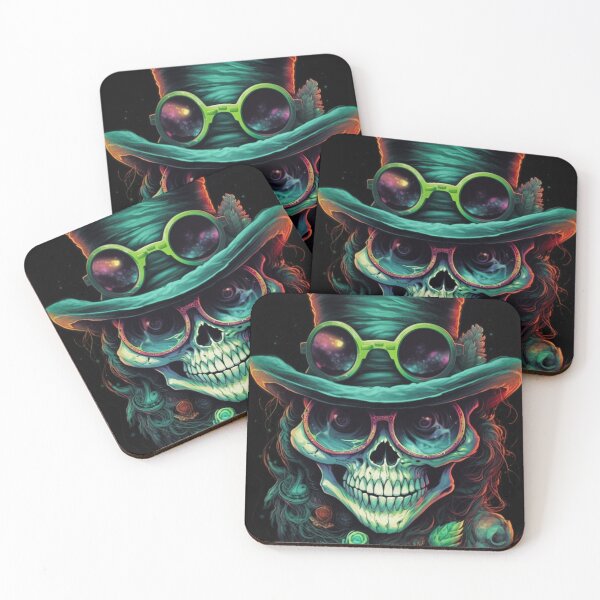 Item preview, Whimsical Psychedelic Skull Madhatter Skeleton Art Graphic Design V.67 designed and sold by Pexelpanoramas.