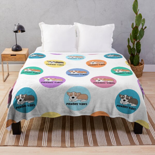 Item preview, Corgi Sleeping Monday Vibes Blue designed and sold by Lrtheurer.