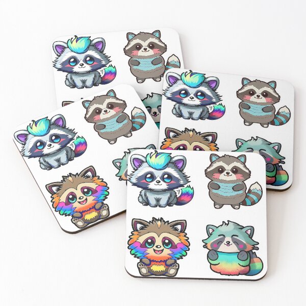 Item preview, Racoon Stickers l Cute Racoon l Rainbow racoons designed and sold by Artsynator.