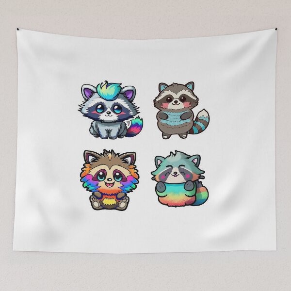 Item preview, Racoon Stickers l Cute Racoon l Rainbow racoons designed and sold by Artsynator.