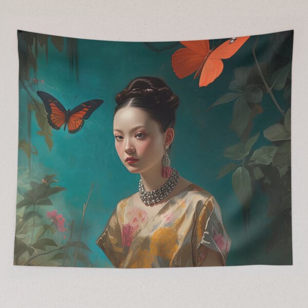 Item preview, Qipao Girl Butterfly Painting designed and sold by Juliascutecornr.