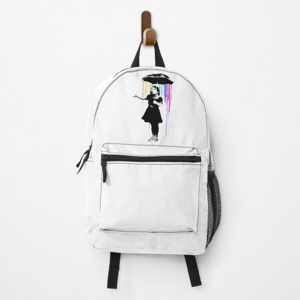 Item preview, BANKSY Girl Rainbow Rain Umbrella designed and sold by inkstyl.
