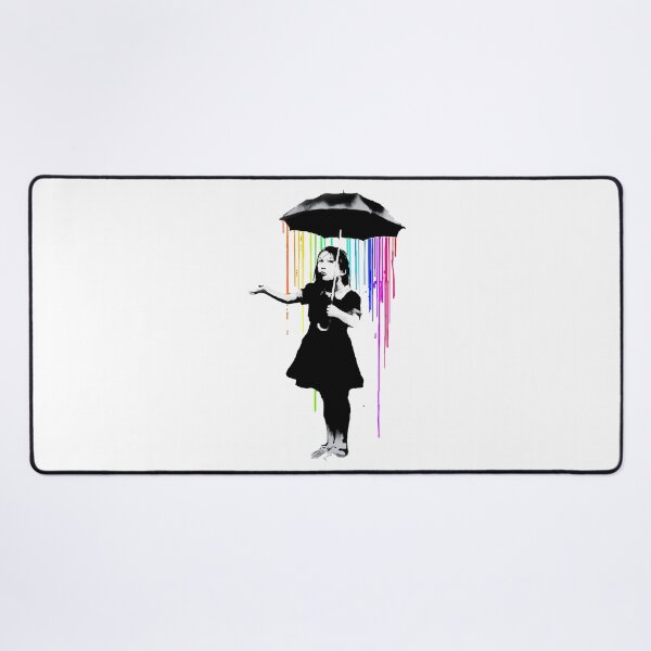 Item preview, BANKSY Girl Rainbow Rain Umbrella designed and sold by inkstyl.