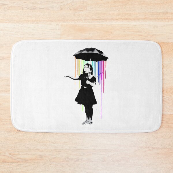 Item preview, BANKSY Girl Rainbow Rain Umbrella designed and sold by inkstyl.