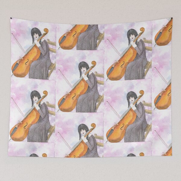 Item preview, Wednesday Addams playing Violoncello designed and sold by ElomaArts.