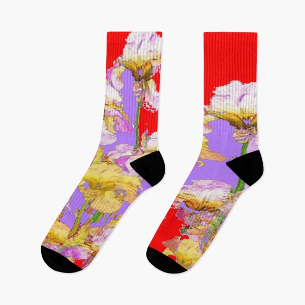 Item preview, DECORATIVE SPRING IRIS GARDEN RED-PURPLE COLOR ART designed and sold by sharlesart.