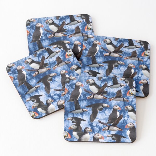 Item preview, PUFFINS! - Blue Tie Dye designed and sold by Tom Napper Design.
