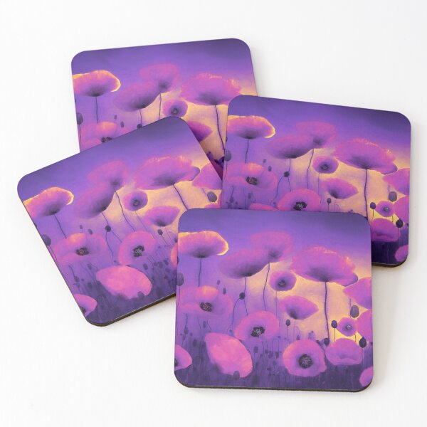 Item preview, Poppies Dreaming At Dusk poppy field in dreamy sunset colors designed and sold by Glimmersmith.