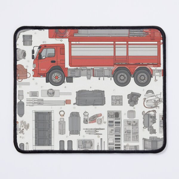 Item preview, Fire Truck Equipment Knolling Art | Illustration | 8K | designed and sold by Hazmat-AI7.