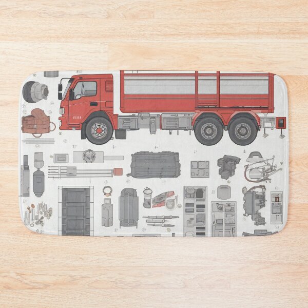 Item preview, Fire Truck Equipment Knolling Art | Illustration | 8K | designed and sold by Hazmat-AI7.