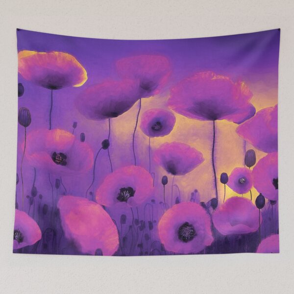 Item preview, Poppies Dreaming At Dusk poppy field in dreamy sunset colors designed and sold by Glimmersmith.