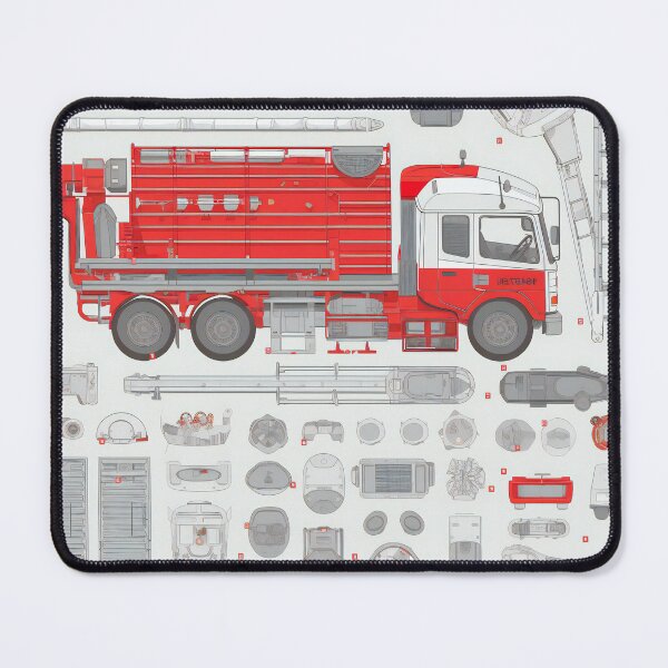Item preview, Fire Truck Equipment Knolling Art | Illustration | 8K | designed and sold by Hazmat-AI7.